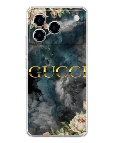Чехол для ZTE Blade A76 с картинкой «Абстрактные цветы Gucci»