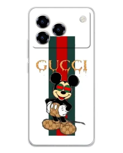 Чехол для ZTE Blade A76 с картинкой «Микки Маус Gucci — полосы»
