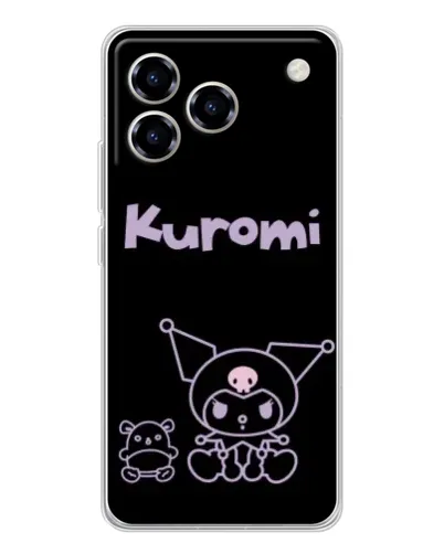 Чехол для ZTE Blade A76 с картинкой «Kuromi — черный минимализм»