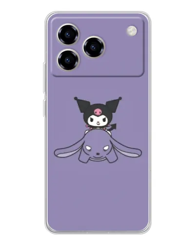 Чехол для ZTE Blade A76 с картинкой «Kuromi на лиловом фоне»