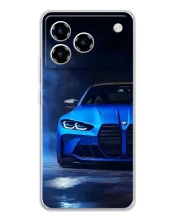 Чехол для ZTE Blade A76 с картинкой «Голубая BMW M4»