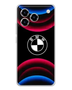 Чехол для ZTE Blade A76 с картинкой «Логотип BMW и неоновые дуги»