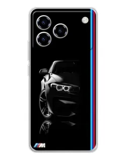 Чехол для ZTE Blade A76 с картинкой «Силуэт BMW в темноте»