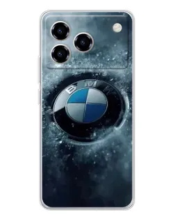 Чехол для ZTE Blade A76 с картинкой «Логотип BMW — лед»