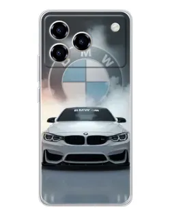 Чехол для ZTE Blade A76 с картинкой «BMW в белом дыму»