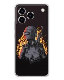 Чехол для ZTE Blade A76 с картинкой «PUBG — огненный силуэт»
