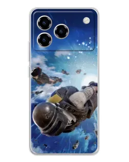 Чехол для ZTE Blade A76 с картинкой «Десант PUBG — прыжок»