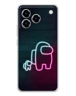 Чехол для ZTE Blade A76 с картинкой «Among Us неон-арт»
