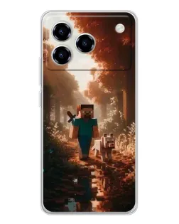 Чехол для ZTE Blade A76 с картинкой «Стив в лесу»