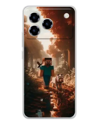 Чехол для ZTE Blade A76 с картинкой «Стив в лесу» Чехол для ZTE Blade A76 с картинкой «Стив в лесу»