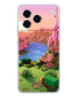 Чехол для ZTE Blade A76 с картинкой «Розовое дерево Minecraft»