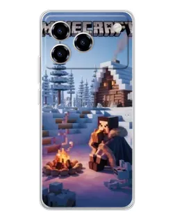 Чехол для ZTE Blade A76 с картинкой «Зимний Minecraft»
