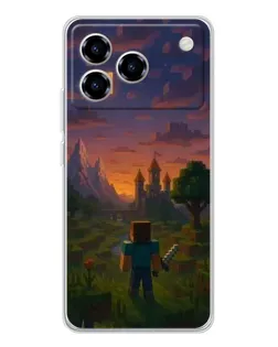 Чехол для ZTE Blade A76 с картинкой «Стив у башни»