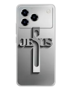 Чехол для ZTE Blade A76 с картинкой «Металлический крест Jesus»