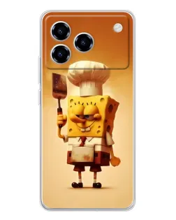 Чехол для ZTE Blade A76 с картинкой «Губка Боб повар»