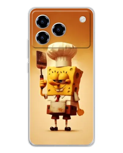 Чехол для ZTE Blade A76 с картинкой «Губка Боб повар»