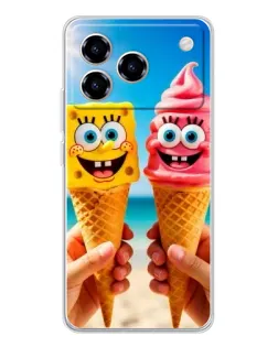 Чехол для ZTE Blade A76 с картинкой «Спанч Боб мороженое»