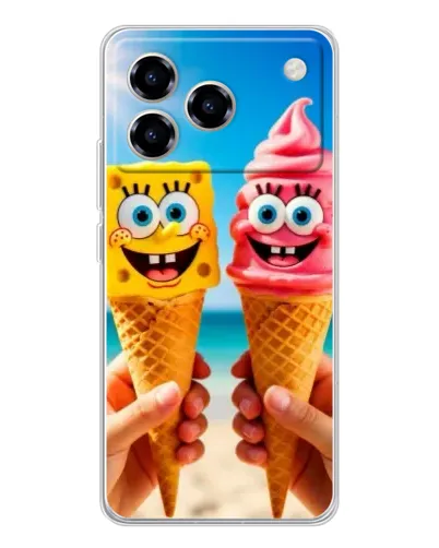 Чехол для ZTE Blade A76 с картинкой «Спанч Боб мороженое»