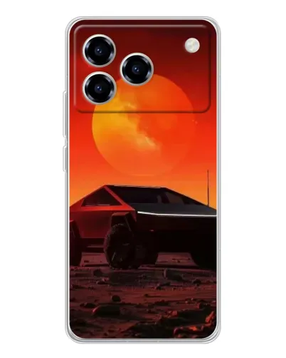 Чехол для ZTE Blade A76 с картинкой «Cybertruck на Марсе»