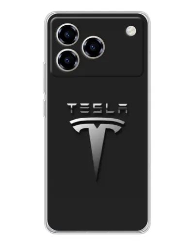 Чехол для ZTE Blade A76 с картинкой «Стальной логотип Tesla»
