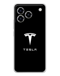 Чехол для ZTE Blade A76 с картинкой «Tesla White Logo»