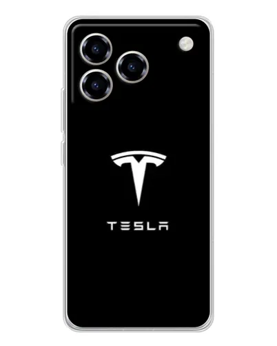 Чехол для ZTE Blade A76 с картинкой «Tesla White Logo»