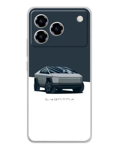 Чехол для ZTE Blade A76 с картинкой «Серебристый Cybertruck Tesla»