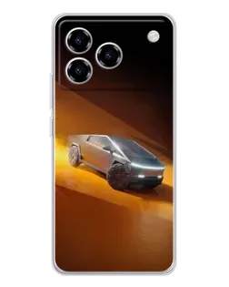 Чехол для ZTE Blade A76 с картинкой «Cybertruck в пустыне»