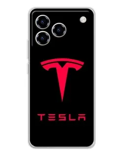 Чехол для ZTE Blade A76 с картинкой «Tesla Red Logo»