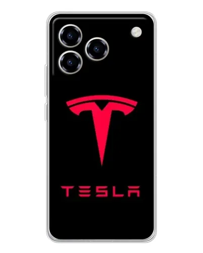 Чехол для ZTE Blade A76 с картинкой «Tesla Red Logo»