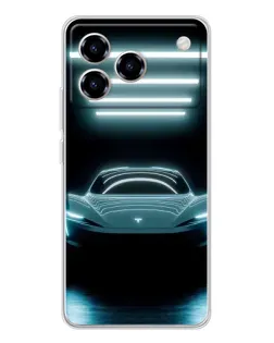 Чехол для ZTE Blade A76 с картинкой «Tesla в неоне»