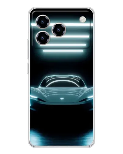 Чехол для ZTE Blade A76 с картинкой «Tesla в неоне»