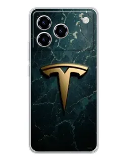 Чехол для ZTE Blade A76 с картинкой «Мраморная Tesla Gold»