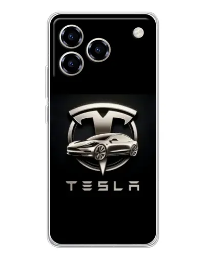 Чехол для ZTE Blade A76 с картинкой «Tesla — серебристое авто»
