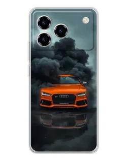 Чехол для ZTE Blade A76 с картинкой «Audi в облаках дыма»