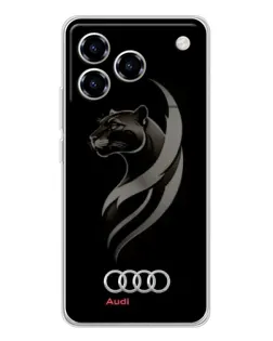 Чехол для ZTE Blade A76 с картинкой «Графика — пантера и Audi»