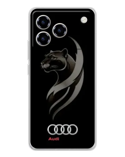 Чехол для ZTE Blade A76 с картинкой «Графика — пантера и Audi»