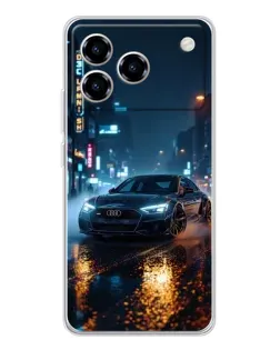 Чехол для ZTE Blade A76 с картинкой «Ночной город и Audi»