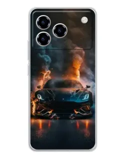 Чехол для ZTE Blade A76 с картинкой «Lamborghini дымная эстетика»