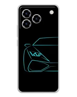 Чехол для ZTE Blade A76 с картинкой «Голубой силуэт Lamborghini»