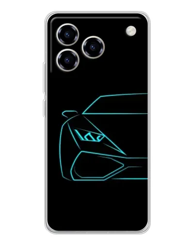 Чехол для ZTE Blade A76 с картинкой «Голубой силуэт Lamborghini»