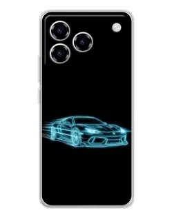 Чехол для ZTE Blade A76 с картинкой «Неоновый контур Lamborghini»