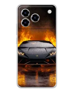 Чехол для ZTE Blade A76 с картинкой «Lamborghini в огне»