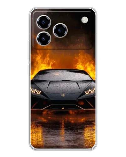 Чехол для ZTE Blade A76 с картинкой «Lamborghini в огне»