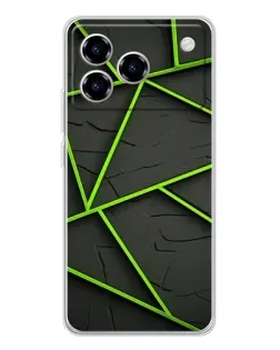 Чохол для ZTE Blade A76 з картинкою «Зелені геометричні лінії»