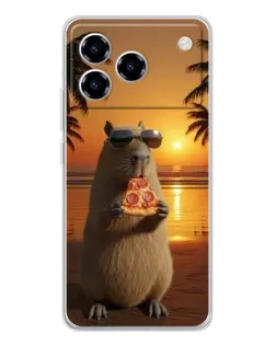 Чохол для ZTE Blade A76 з картинкою «Капібара з піцою»