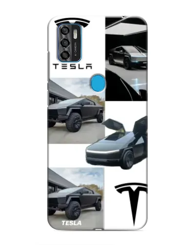 Чехол для ZTE Blade A7s 2020 с картинкой «Коллаж Cybertruck Tesla»