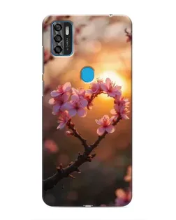 Чехол для ZTE Blade A7s 2020 с картинкой «Розовый цвет сердце на фоне заката»