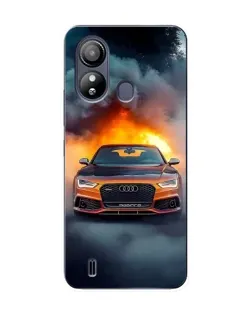 Чохол для ZTE Blade L220 з картинкою «Audi у вогняному диму»