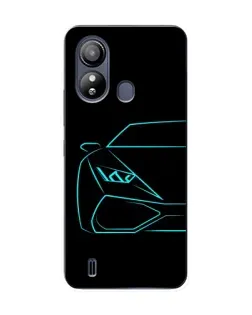 Чохол для ZTE Blade L220 з картинкою «Блакитний силует Lamborghini»